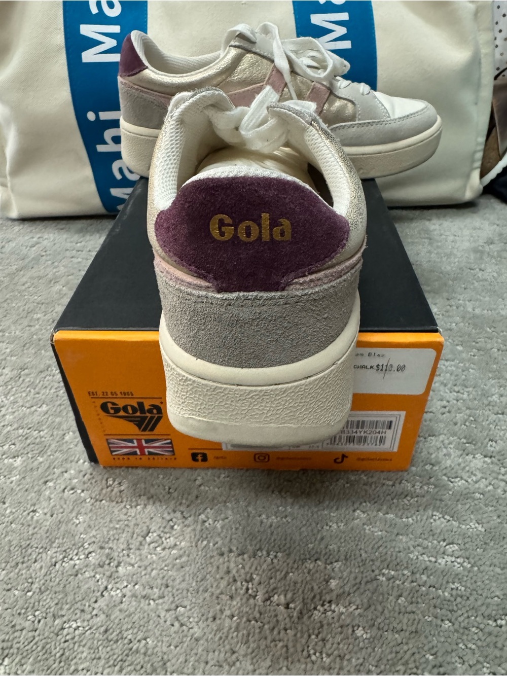 Gola Superslam Blaze in Gold, Chalk Pink & Windsor Wine - Picture 1 of 3